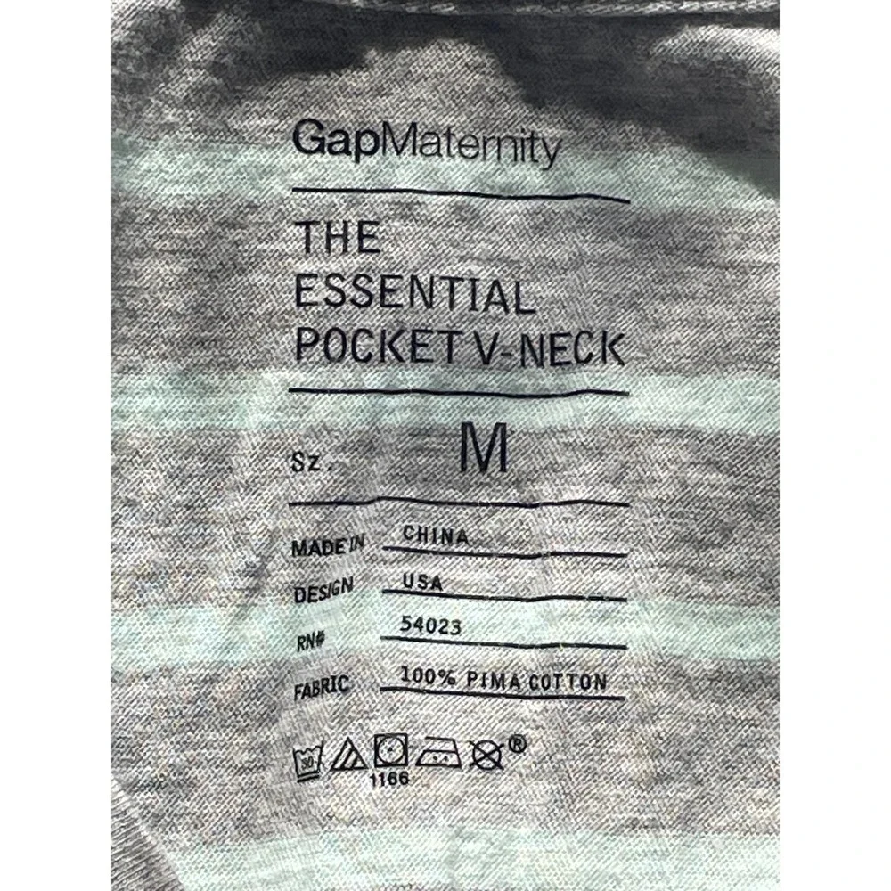 Gap Maternity Essential Pocket V Neck Striped T Sz M Gray Mint - Picture 4 of 8